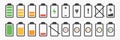 Flat Vector Battery Icons Set. Different Level of Charge. Car or Phone Battery Indicator, Device Battery Charge Signs Royalty Free Stock Photo