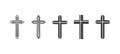 Flat Vector Black Christian Cross Icons Set Isolated on a White Background. Line Silhouette Cut Out Christian Crosses Royalty Free Stock Photo