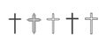 Flat Vector Black Christian Cross Icons Set Isolated on a White Background. Line Silhouette Cut Out Christian Crosses Royalty Free Stock Photo