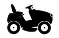 Flat vector black silhouette of a lawn mower tractor isolated on a white Royalty Free Stock Photo