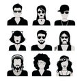 Flat vector black and white people haircut vector avatar icon