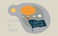 Flat vector blimp. website landing page banner