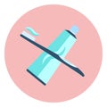 Flat vector blue toothpaste and brush icon