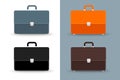 Flat vector briefcases. 4 colors icons set