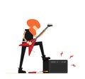 Flat vector brutal cartoon rocker