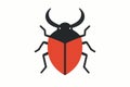 Flat vector bug with red shell and symmetrical horns, shield bug style, vector-friendly, isolated on white Royalty Free Stock Photo