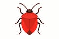 Flat vector bug with red shell and symmetrical horns, shield bug style, vector-friendly, isolated on white Royalty Free Stock Photo