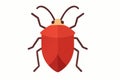 Flat vector bug with red shell and symmetrical horns, shield bug style, vector-friendly, isolated on white Royalty Free Stock Photo