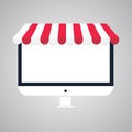 Flat vector business online shop Computer monitor Online Store icon