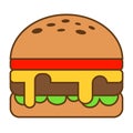 Flat, vector, cartoon, burger icon