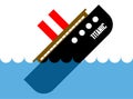 Titanic sinking in deep, blue water Royalty Free Stock Photo