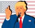 Cartoon flat portrait of Donuld Trump