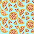 Cartoon bright tasty italian pizza pattern