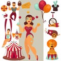 Flat vector circus icons set Royalty Free Stock Photo