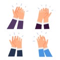 Flat vector clapping hands icons isolated on white background
