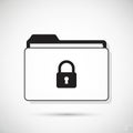 Flat vector clipart of a file folder with lock, secure document theme Royalty Free Stock Photo