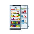Flat vector clipart of a refrigerator with food shelves, kitchen appliance theme Royalty Free Stock Photo