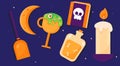 Flat vector collection of Halloween items and objects