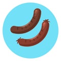 Flat vector colorful tasty grilled sausage icon