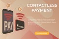 Flat vector Concept of contactless payment page Royalty Free Stock Photo