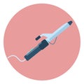 Flat vector curling iron, hairdressing equipment Royalty Free Stock Photo