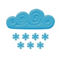 Flat vector curly cloud and cold winter snowflakes