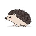 Flat Vector Cute Hedgehog. Little Hedgehog Icon. Adorable Walking Hedgehog Cartoon Character Isolated on White