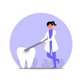 Flat vector dentist illustration. Perfect for covers, brochures, posters, books, banners, leaflets, landing pages, social media Royalty Free Stock Photo