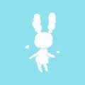 Flat vector design of cloud forming cute little bunny. Cartoon silhouette of animal. Sweet kids graphic for fairytale