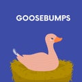 Flat Vector Design: Goose with Goosebumps Sitting on Nest