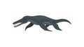 Flat vector design of large liopleurodon with sharp teeth. Prehistoric marine animal from ice age. Sea creature