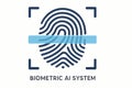 Flat vector digital fingerprint with scanning beam, biometric AI system, isolated on white Royalty Free Stock Photo