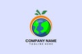 Flat vector earth orange logo modern template Royalty Free Stock Photo