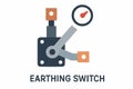 Flat vector earthing switch with rotating blade and position indicator, isolated Royalty Free Stock Photo