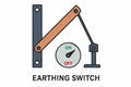 Flat vector earthing switch with rotating blade and position indicator, isolated Royalty Free Stock Photo