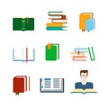 Flat vector education web app icon: lib library book reading Royalty Free Stock Photo