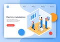 Flat Vector Electric Installation Landing Page.