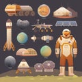 Flat vector elements. Space exploration. Royalty Free Stock Photo