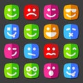 Flat vector emotion icons with smiley faces