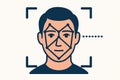 Flat vector face recognition frame scanning human face, AI surveillance theme, isolated on white Royalty Free Stock Photo