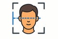 Flat vector face recognition frame scanning human face, AI surveillance theme, isolated on white Royalty Free Stock Photo