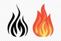 Flat Vector Fire Flame Icon Set. Campfire Shape Sign, Isolated. Bonfire Collection. Vector Illustration Royalty Free Stock Photo