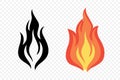 Flat Vector Fire Flame Icon Set. Campfire Shape Sign, Isolated. Bonfire Collection. Vector Illustration Royalty Free Stock Photo