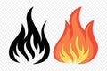 Flat Vector Fire Flame Icon Set. Campfire Shape Sign, Isolated. Bonfire Collection. Vector Illustration Royalty Free Stock Photo