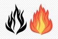 Flat Vector Fire Flame Icon Set. Campfire Shape Sign, Isolated. Bonfire Collection. Vector Illustration Royalty Free Stock Photo