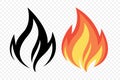 Flat Vector Fire Flame Icon Set. Campfire Shape Sign, Isolated. Bonfire Collection. Vector Illustration Royalty Free Stock Photo