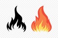 Flat Vector Fire Flame Icon Set. Campfire Shape Sign, Isolated. Bonfire Vector Illustration for Outdoor, Adventure, and Royalty Free Stock Photo