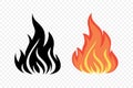 Flat Vector Fire Flame Icon Set. Campfire Shape Sign, Isolated. Bonfire Vector Illustration for Outdoor, Adventure, and Royalty Free Stock Photo