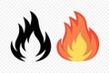 Flat Vector Fire Flame Icon Set. Campfire Shape Sign, Isolated. Bonfire Vector Illustration for Outdoor, Adventure, and Royalty Free Stock Photo