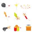 Flat vector fireworks web app icon: rocket petard detonating Royalty Free Stock Photo